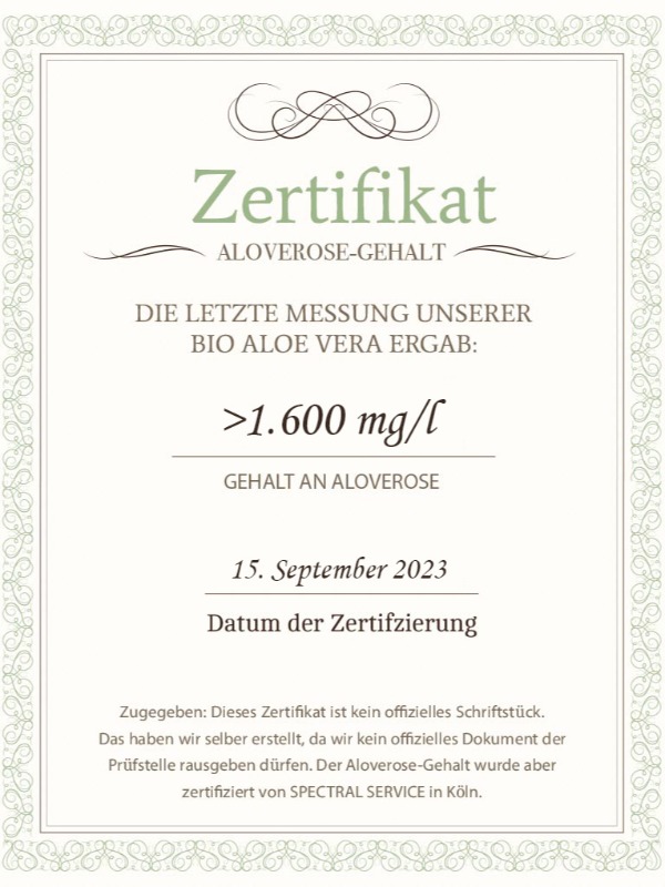 Bio Aloe Vera Direktsaft 500 ml - auch für Tiere